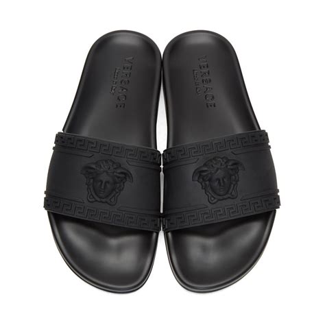 black versace men slide